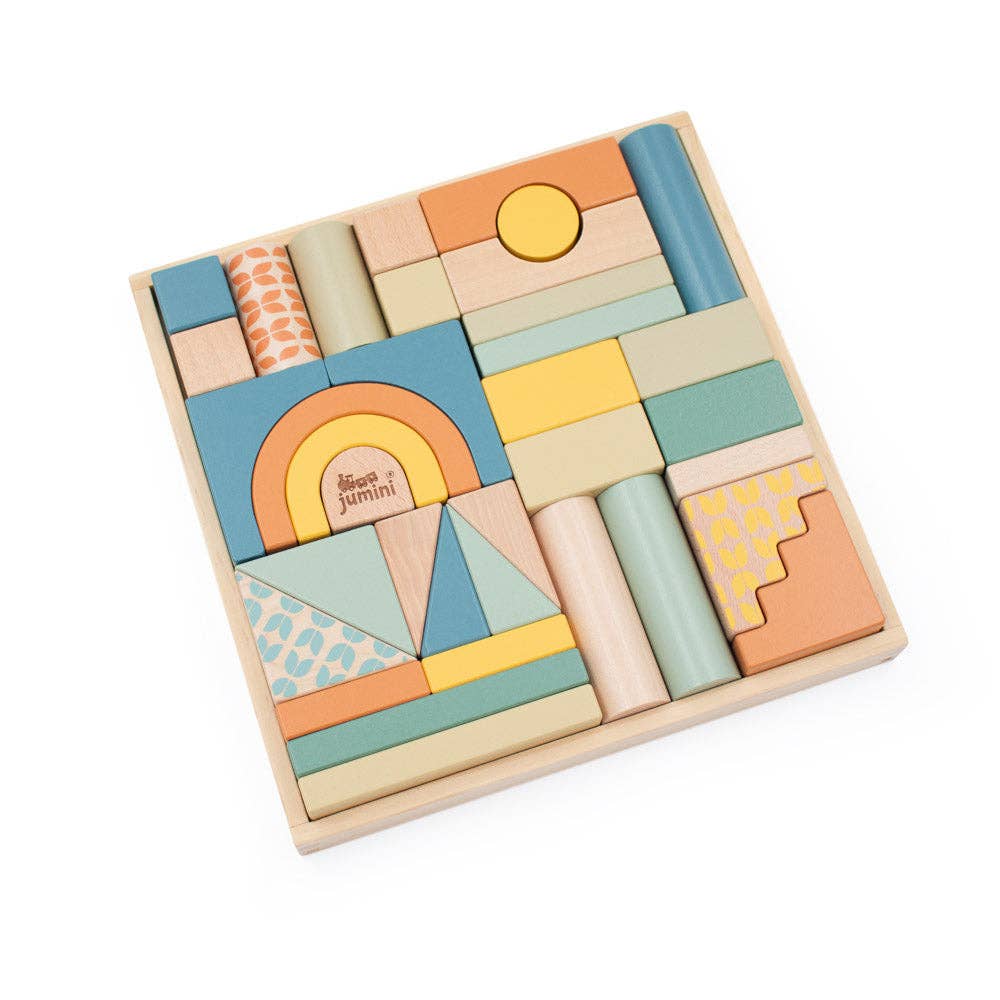 Retro Wooden Building Blocks Set