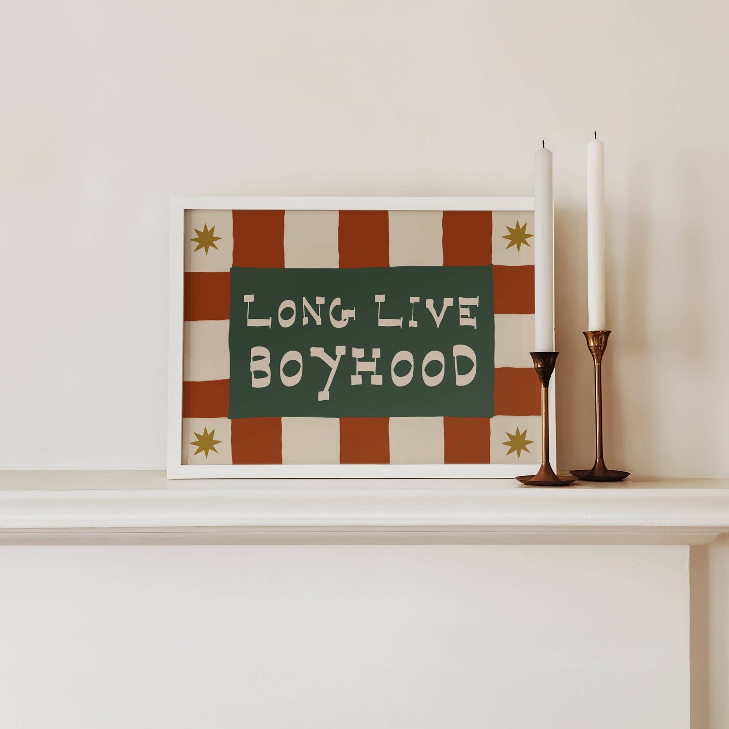 Lune Club - Long Live Boyhood Print: Rust & Green, Unframed, A3