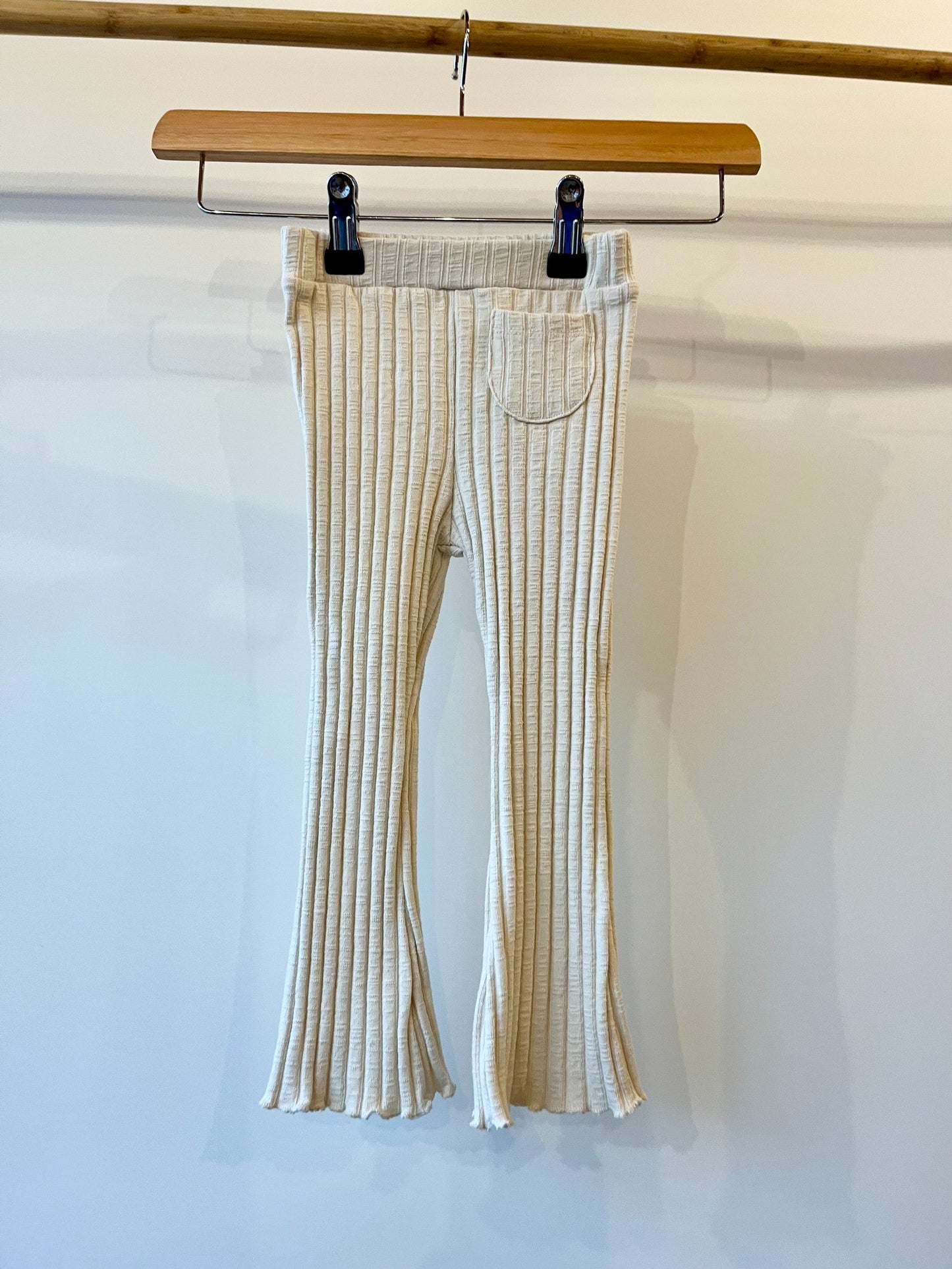 Preloved Zara, Cream Ribbed Flared Leggings, 18 - 24 Months