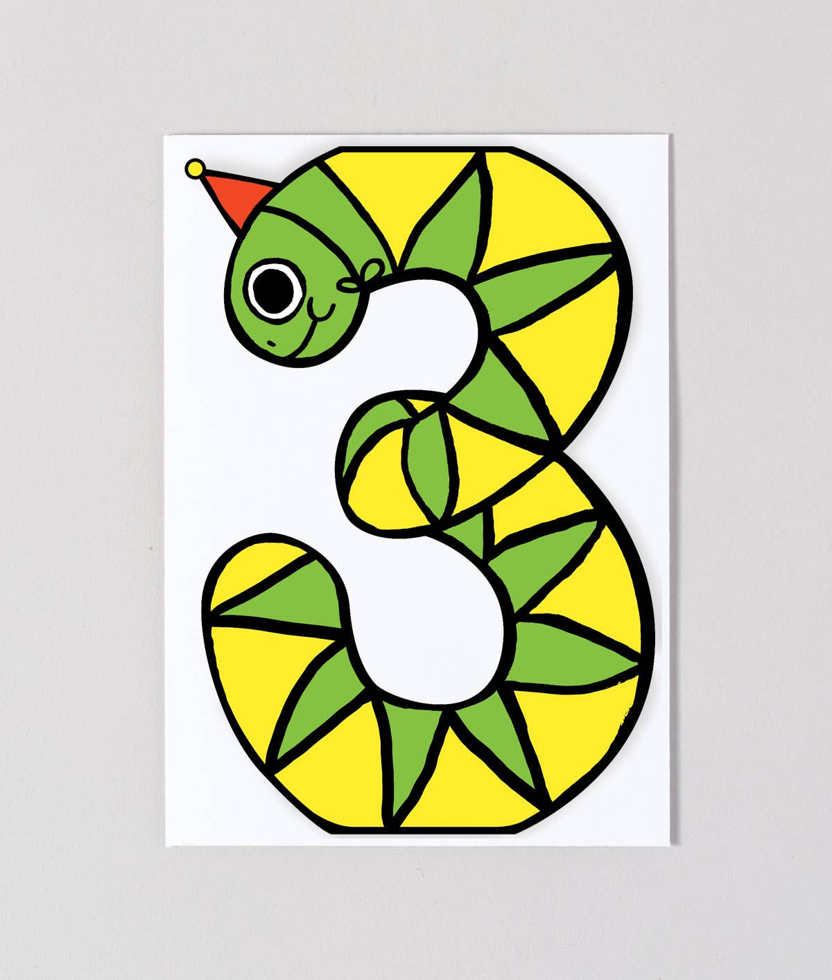 Snake Shaped Card 3rd Birthday Kid's Birthday Number Card