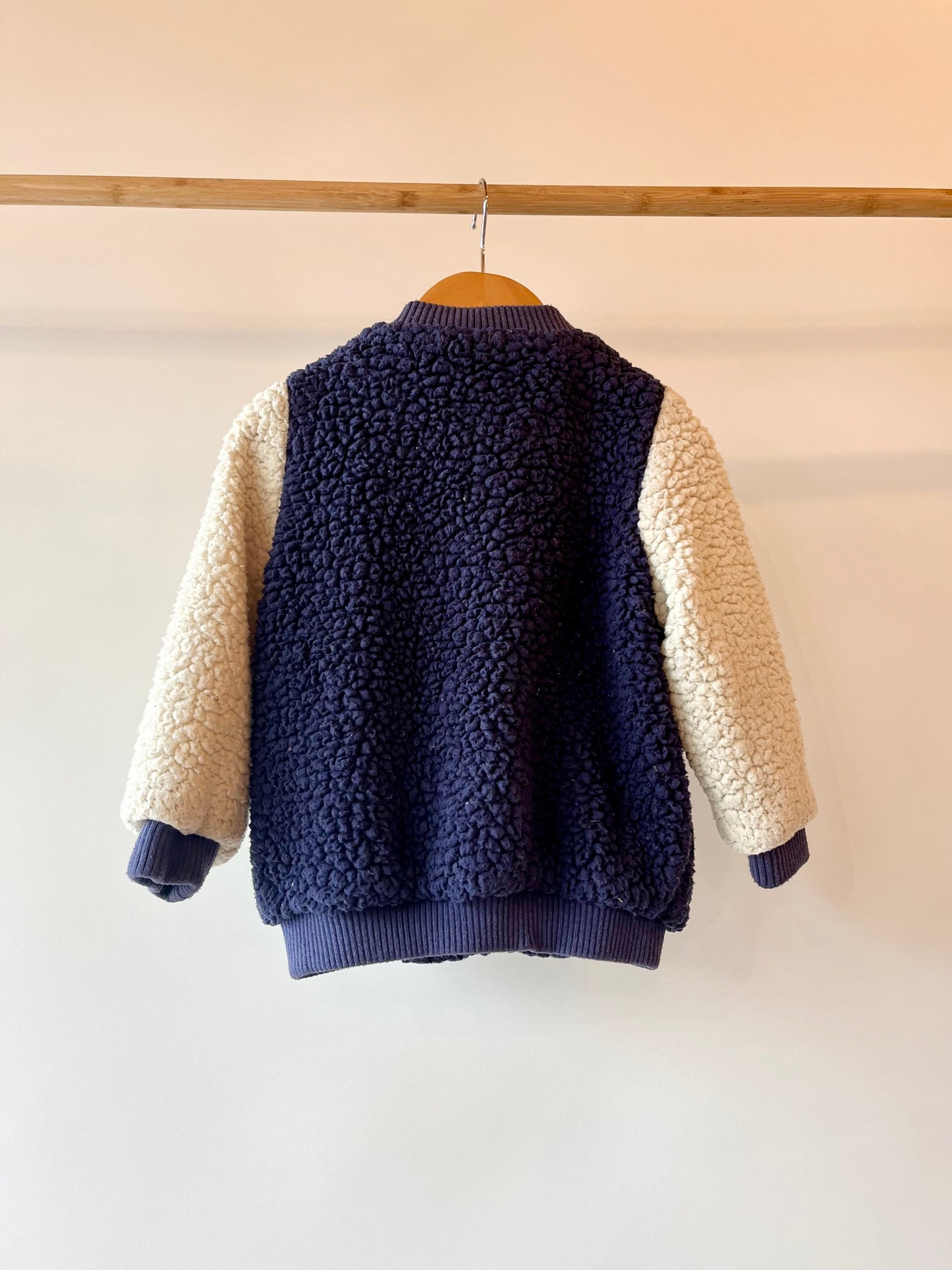 Preloved Mini Rodini, Navy and Cream Varsity Jacket, 2 - 3 years