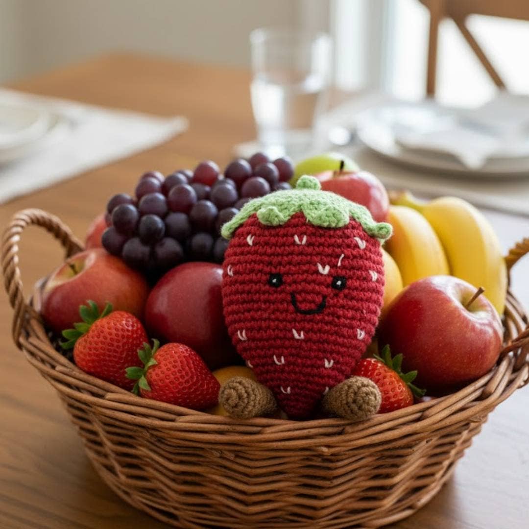 Best Years Fair Trade Crochet Strawberry Baby Rattle Organic Cotton