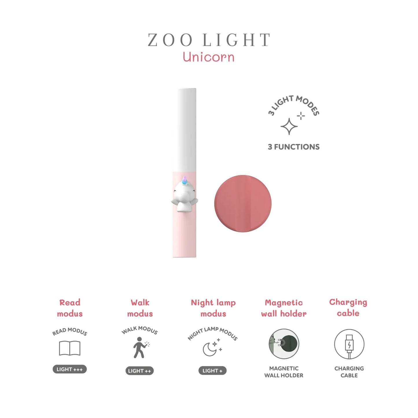 The ZooFamily, ZooLight 3-in-1 Night Light, Unicorn