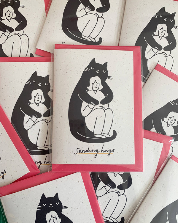 'Sending Hugs' Cat Greeting Card