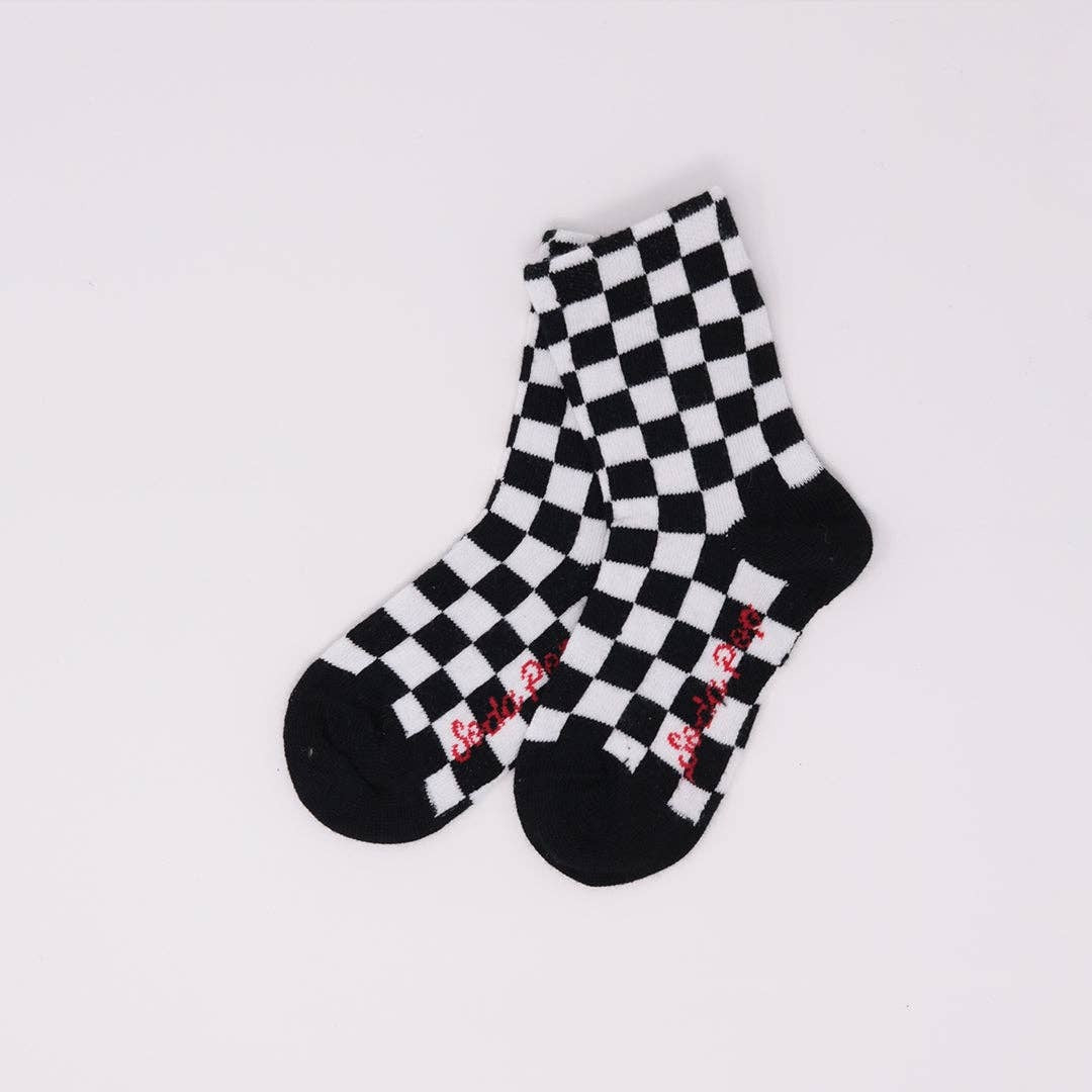Black and White Checkerboard Socks