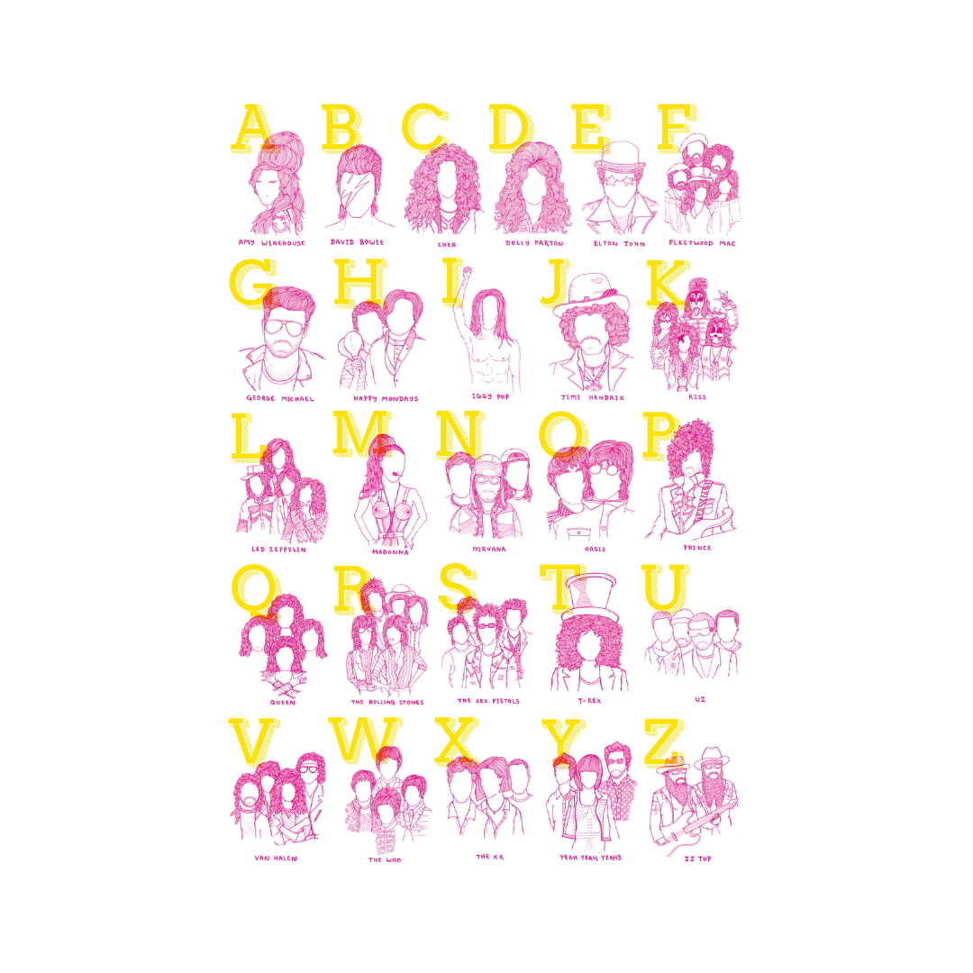 A3 Musical Alphabet, Pink