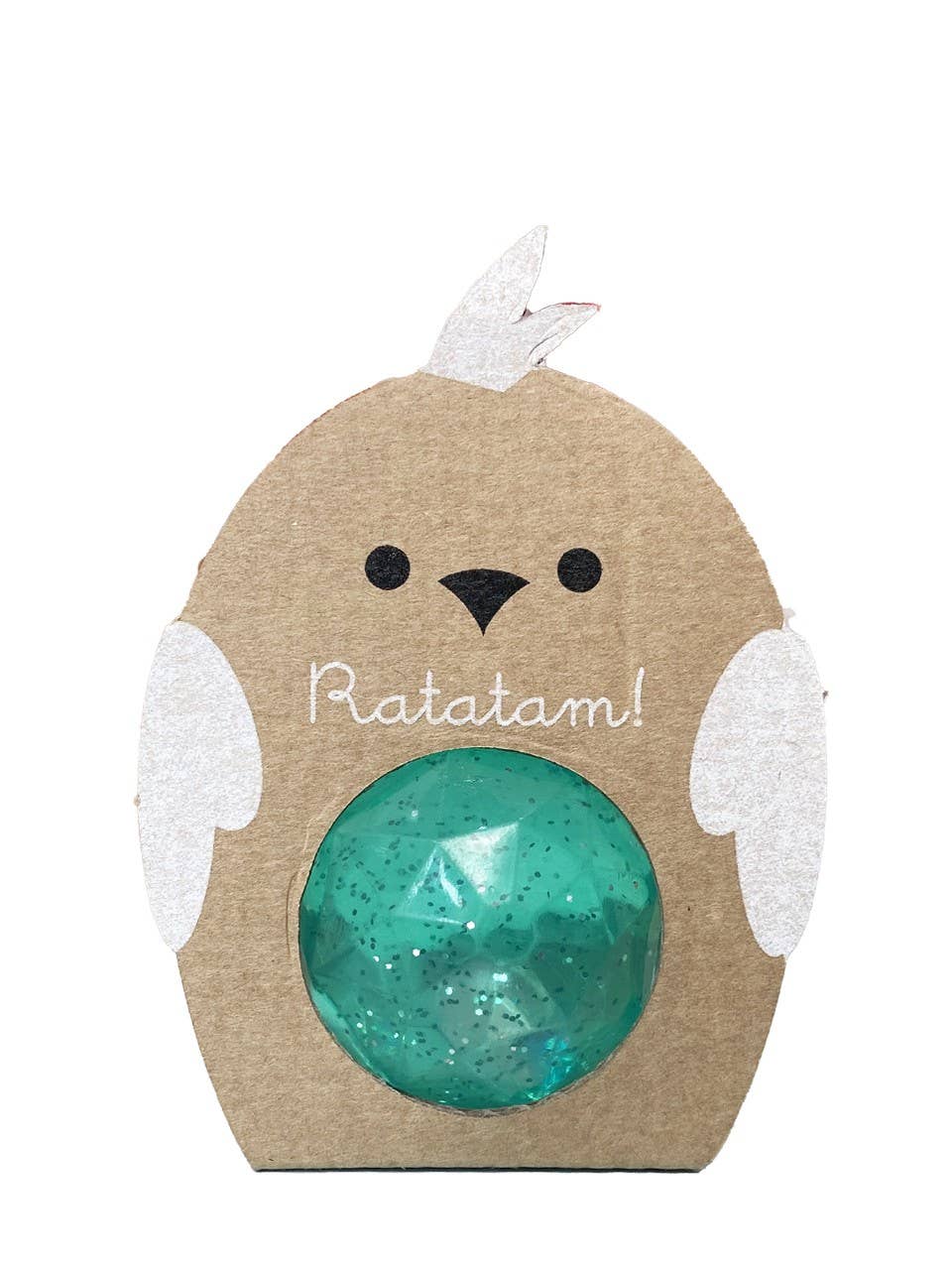 Ratatam! - 42mm green glitter bird bouncing ball