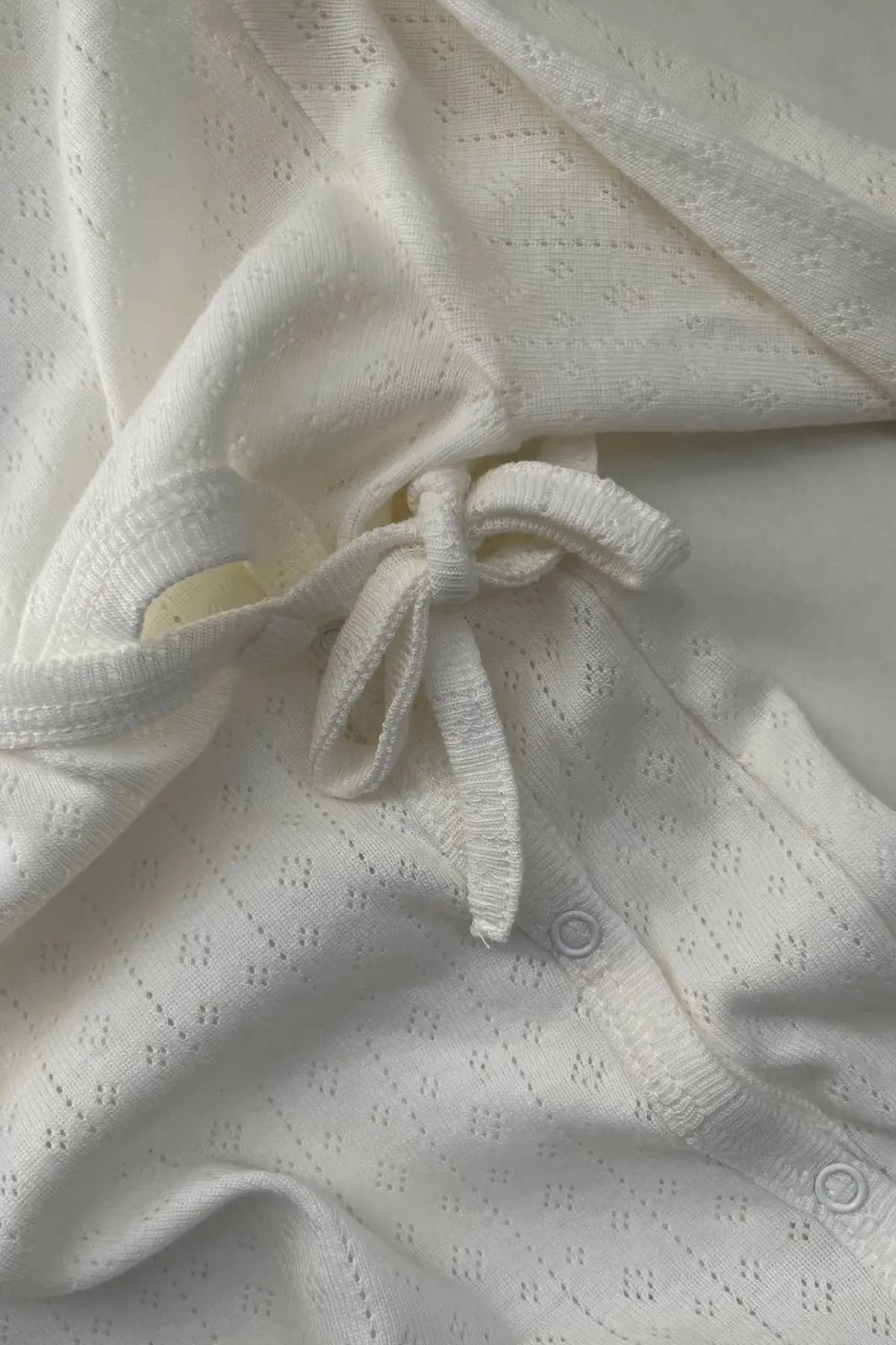 Sleepy Doe, Cream Pointelle Baby Wrap Sleepsuit