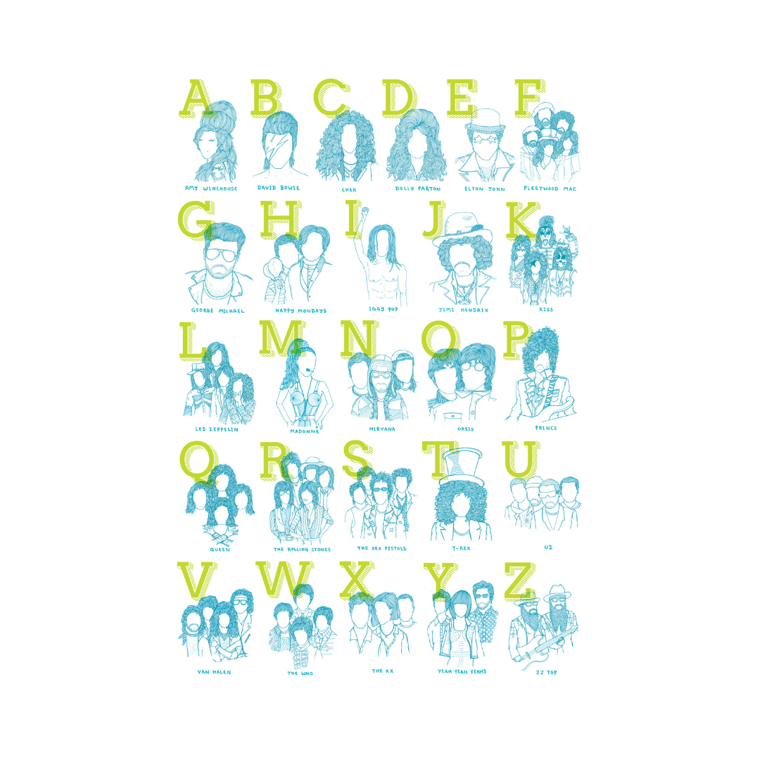 A3 Musical Alphabet, Green