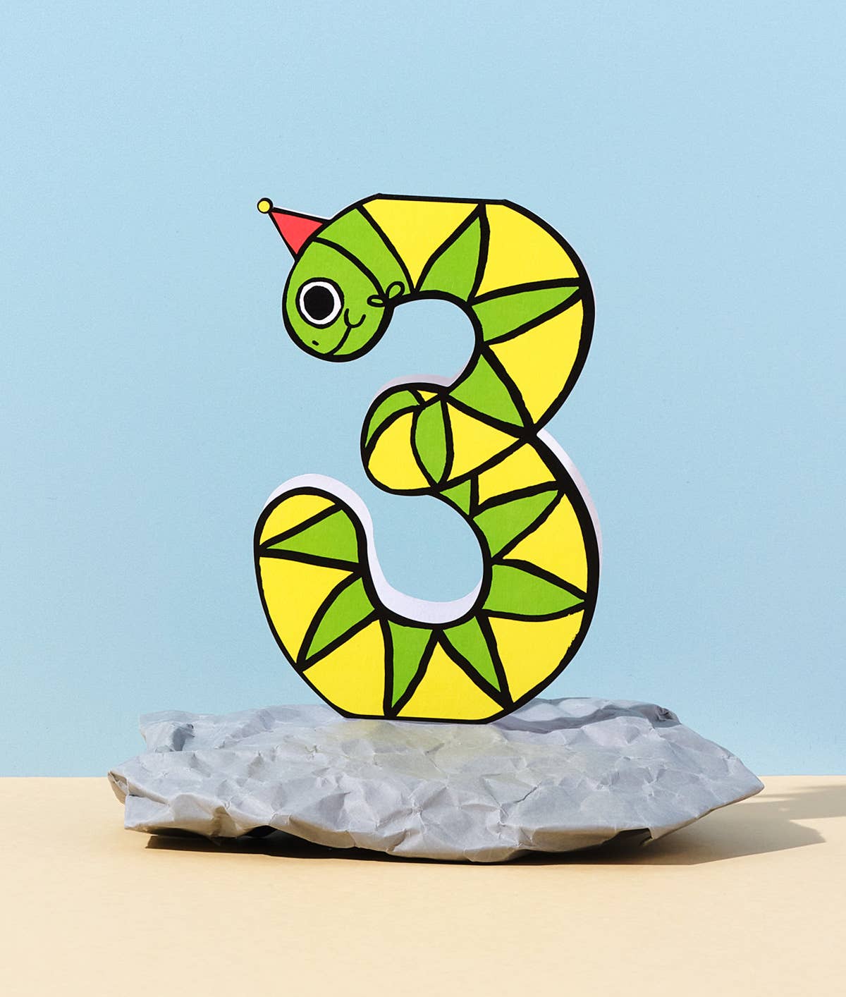 Snake Shaped Card 3rd Birthday Kid's Birthday Number Card