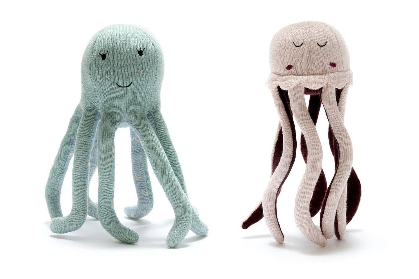Best Years Tactile Knitted Organic Cotton Sea Green Octopus Plush Toy