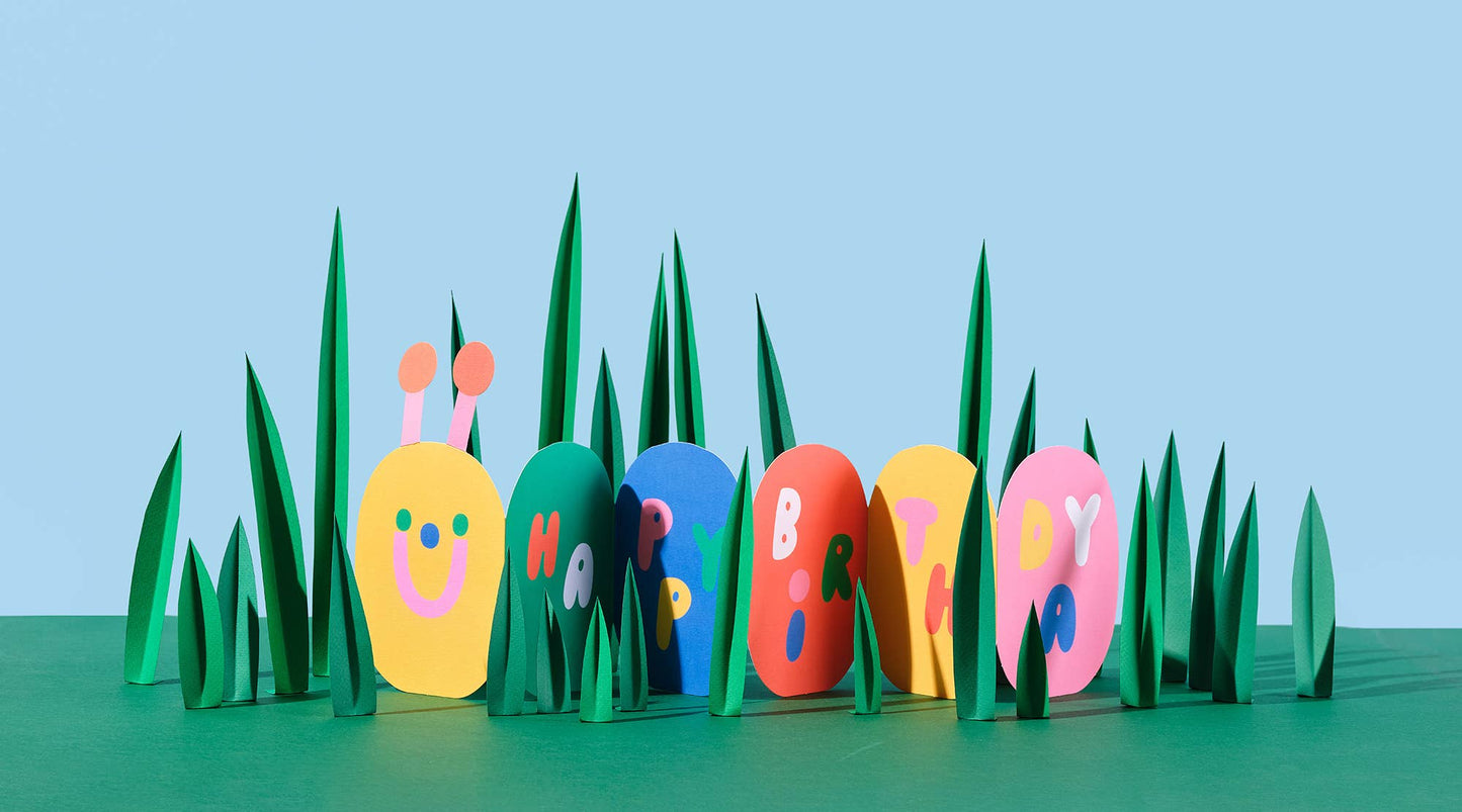 Caterpillar, Colourful Fold Out Kid's Birthday Card