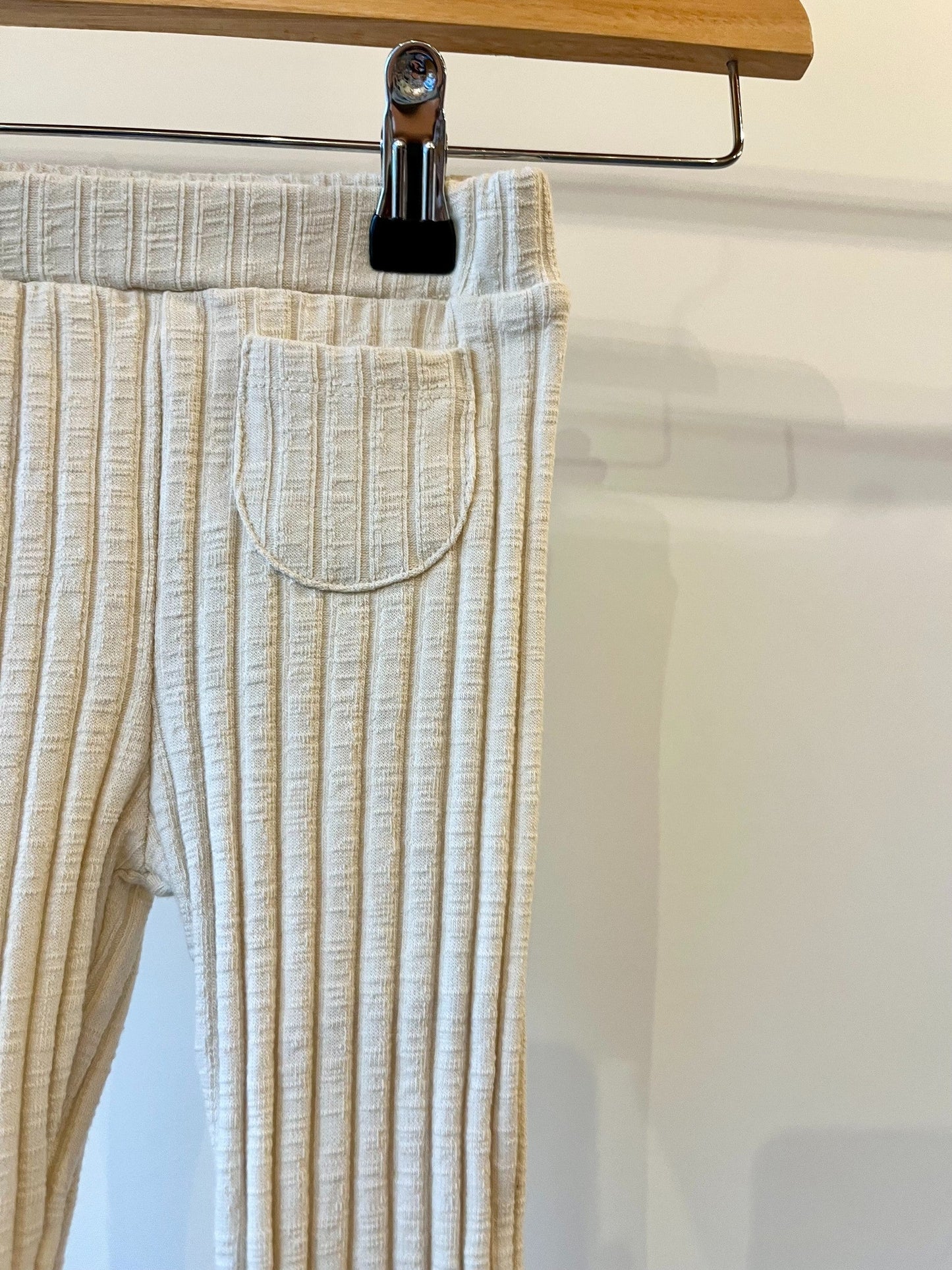 Preloved Zara, Cream Ribbed Flared Leggings, 18 - 24 Months