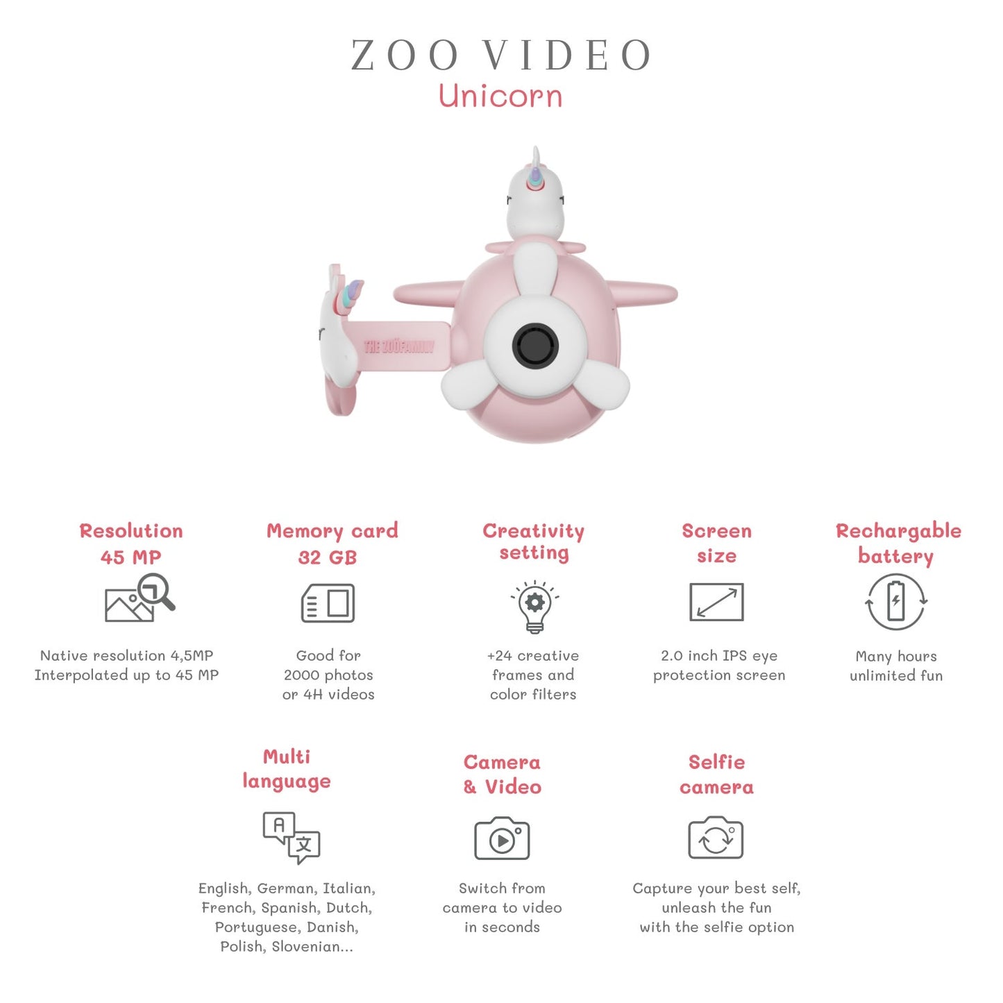 The ZooFamily, Zoo Video Camera for Kids, Unicorn