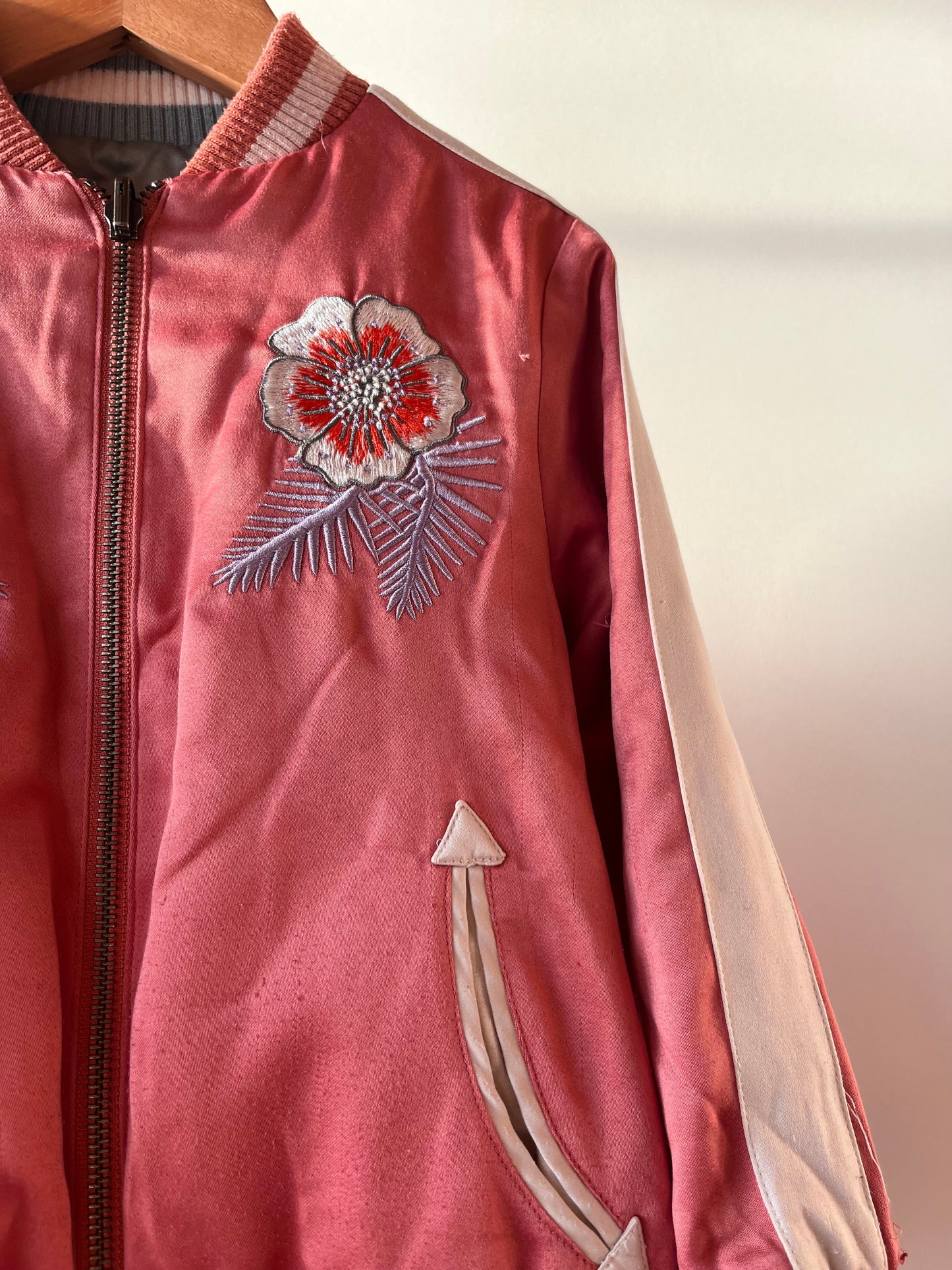 Preloved Stella McCartney, Pink Silk Reversible Bomber Jacket, 5 Years