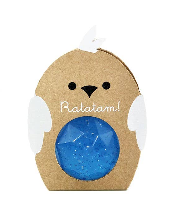 Ratatam! - 42mm blue glitter bird bouncing ball