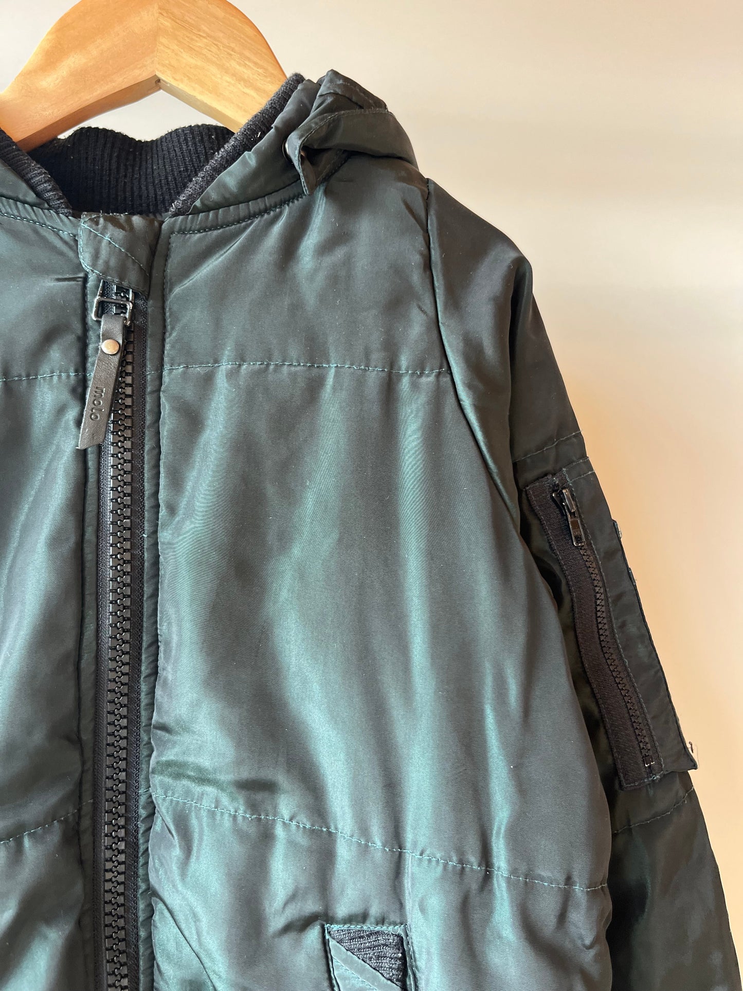 Preloved Molo, Green Iridescent Hooded Coat, 6 - 7 years