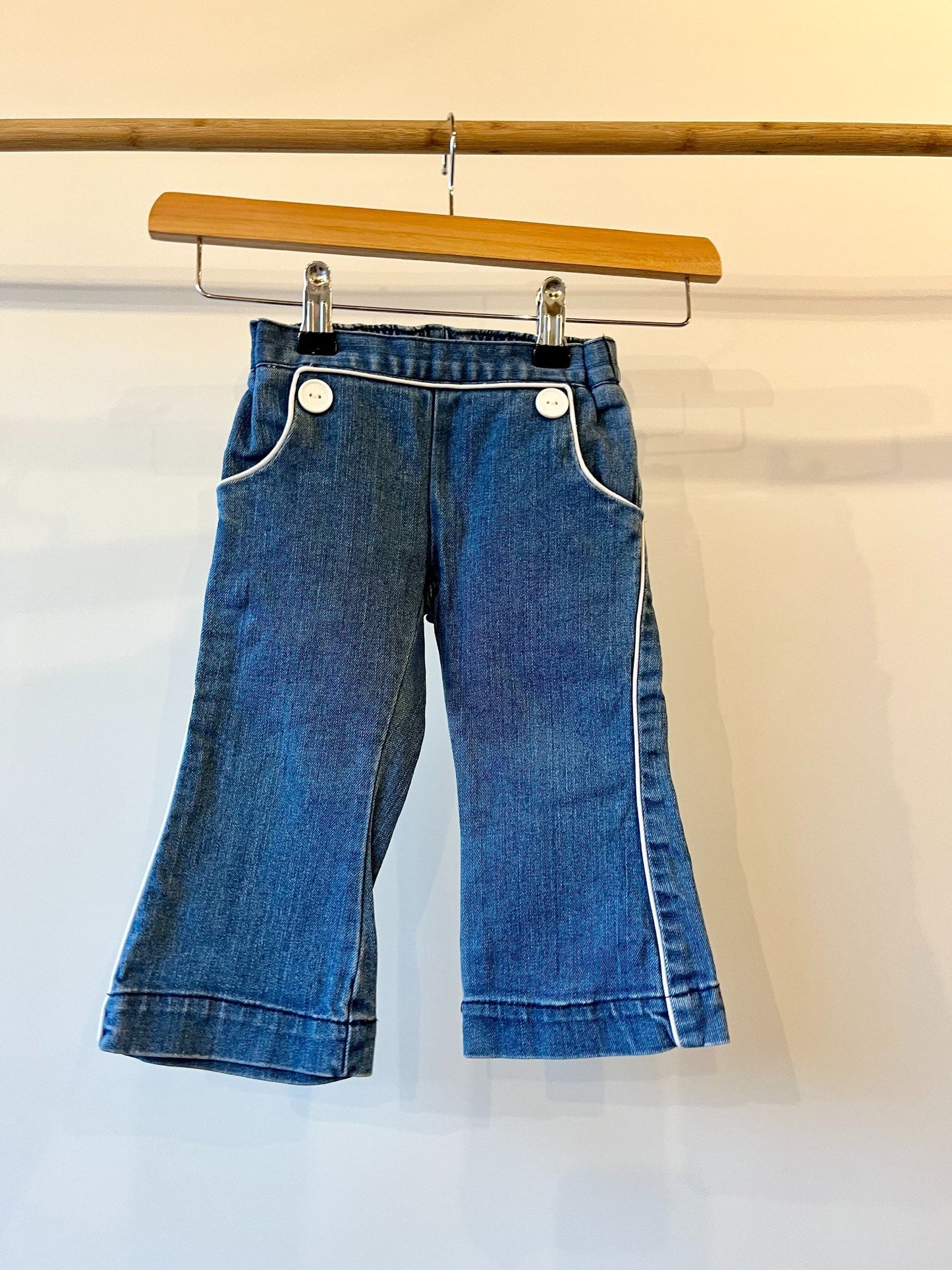 Preloved Little Bird, Blue Nautical Denim Jeans, 9 - 12 Months