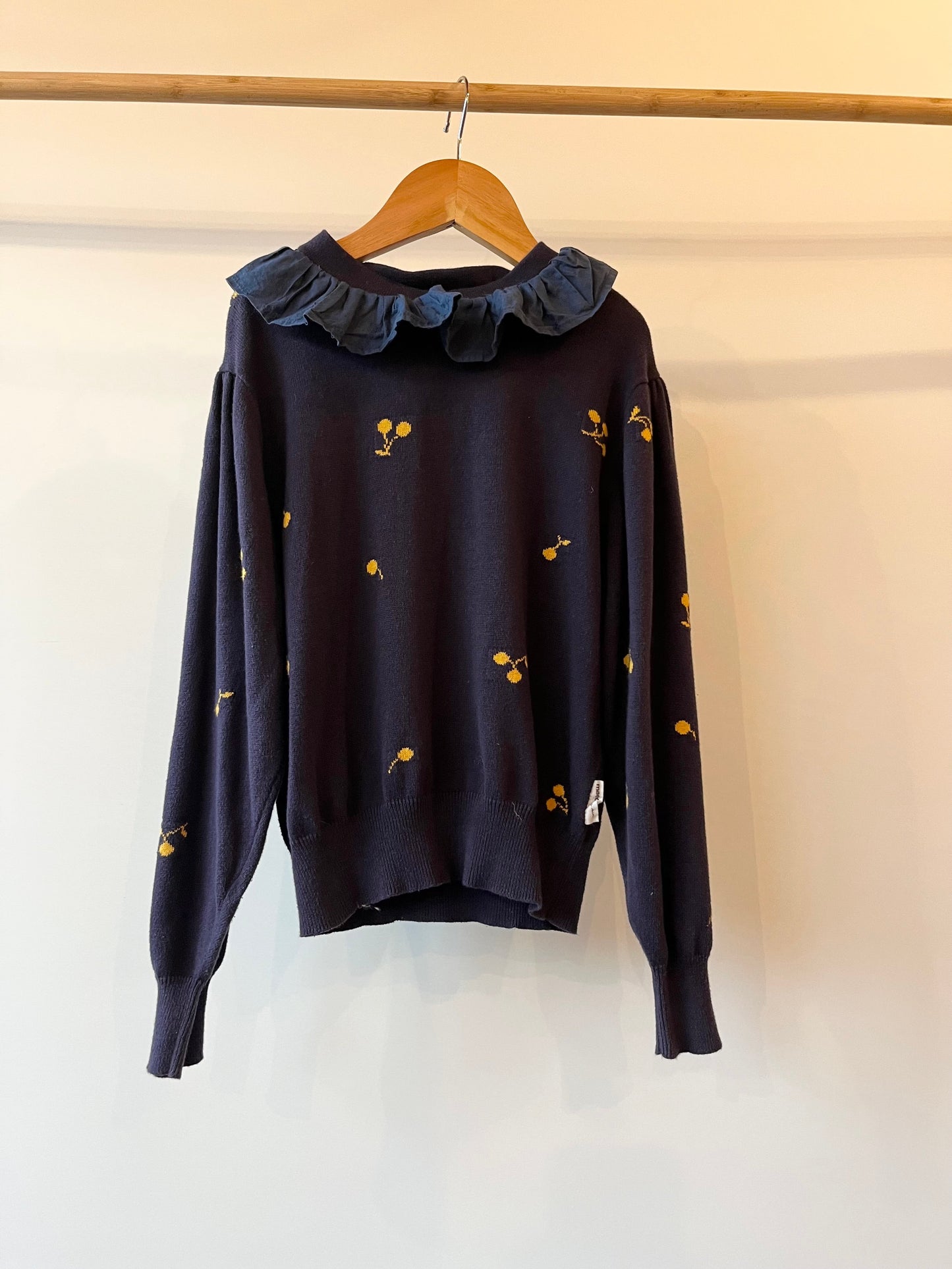 Preloved Maed for Mini, Navy Cherry Lightweight Knit, 7 - 8 years