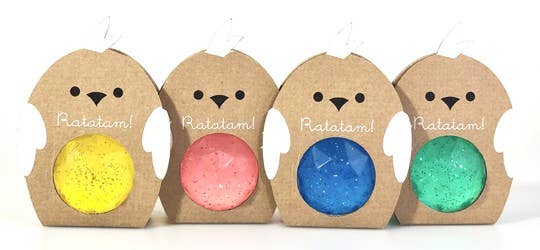 Ratatam! - 42mm green glitter bird bouncing ball