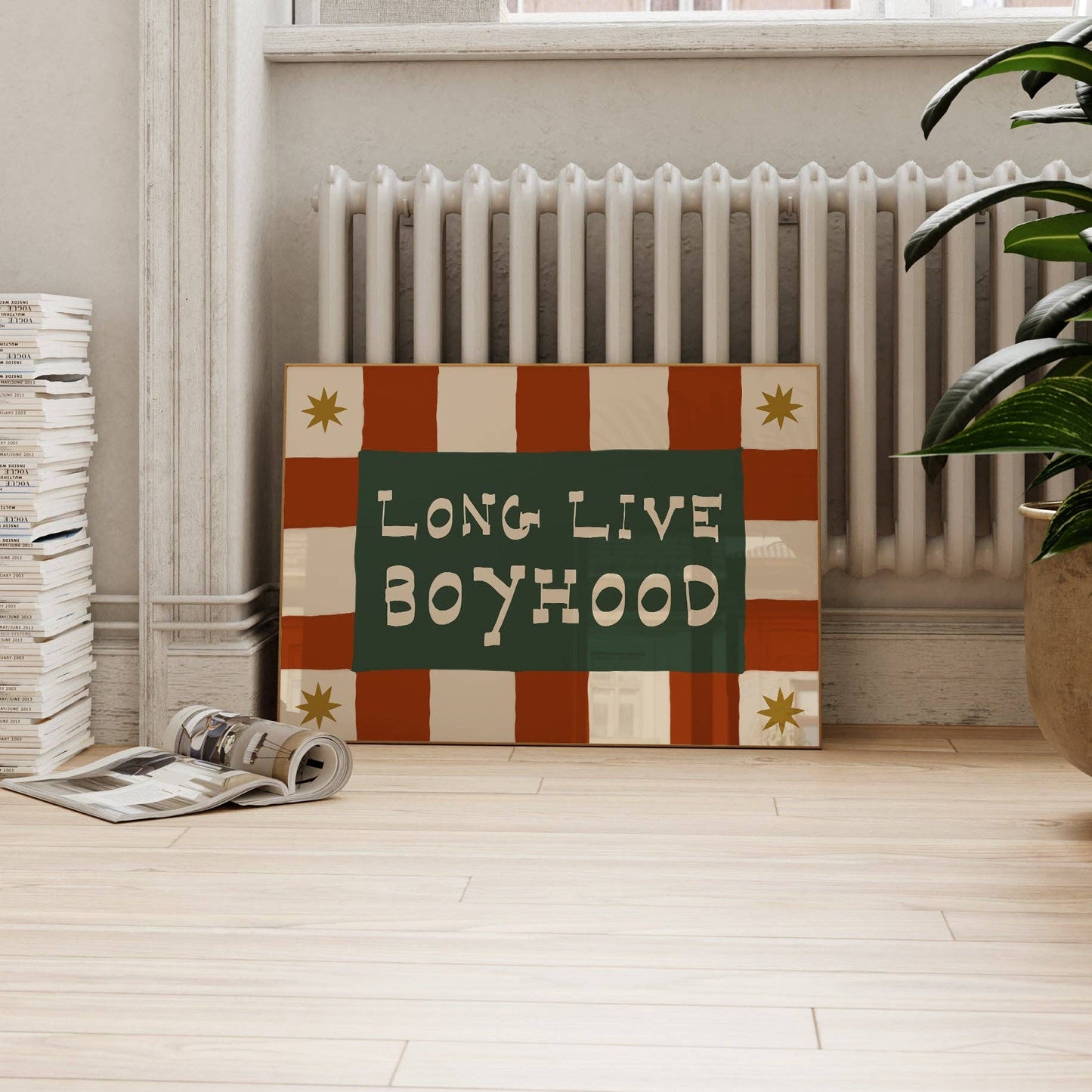 Lune Club - Long Live Boyhood Print: Rust & Green, Unframed, A3