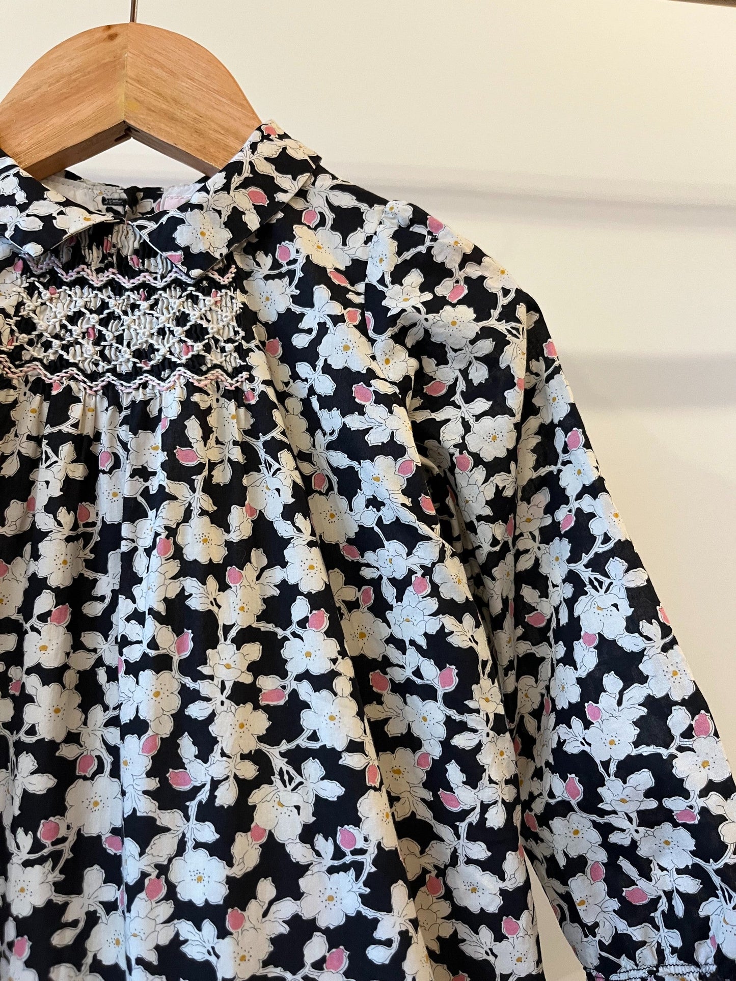 Preloved Bonpoint, Black and White Floral Cherry Blossom Dress, 3 - 4 years