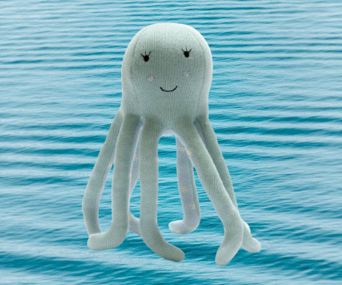 Best Years Tactile Knitted Organic Cotton Sea Green Octopus Plush Toy