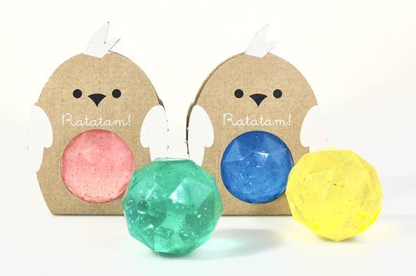 Ratatam! - 42mm white glitter bird bouncing ball