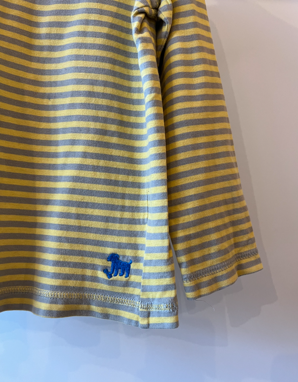 Mini Boden, Grey and Yellow Stripe Long-sleeve T-shirt, 6 - 7 Years - Image 2