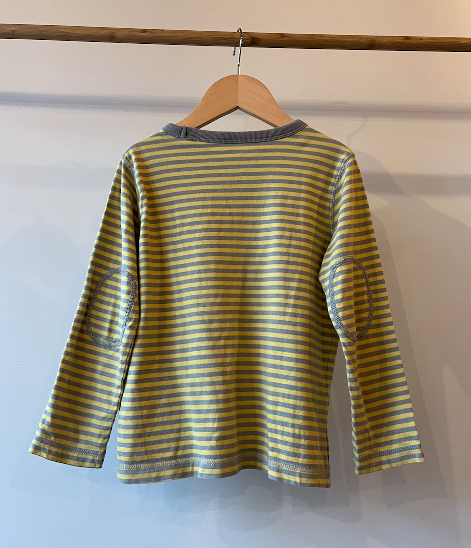 Mini Boden, Grey and Yellow Stripe Long-sleeve T-shirt, 6 - 7 Years - Image 3
